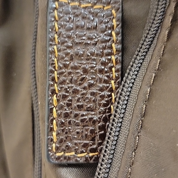 Heshe Brown Crossbody Brown Leather Bag with Patterned Removable  Strap - Picture 4 of 5